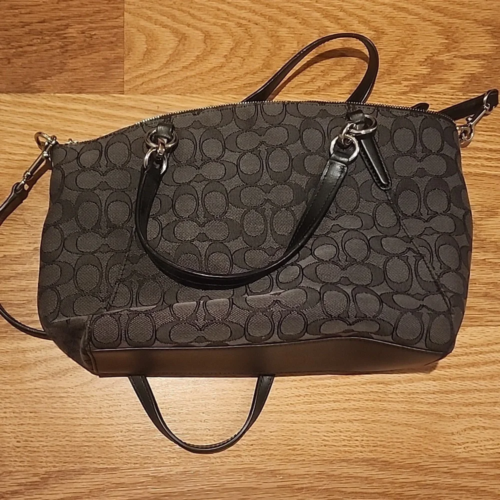 Coach Black and Gray Signature Handbag
